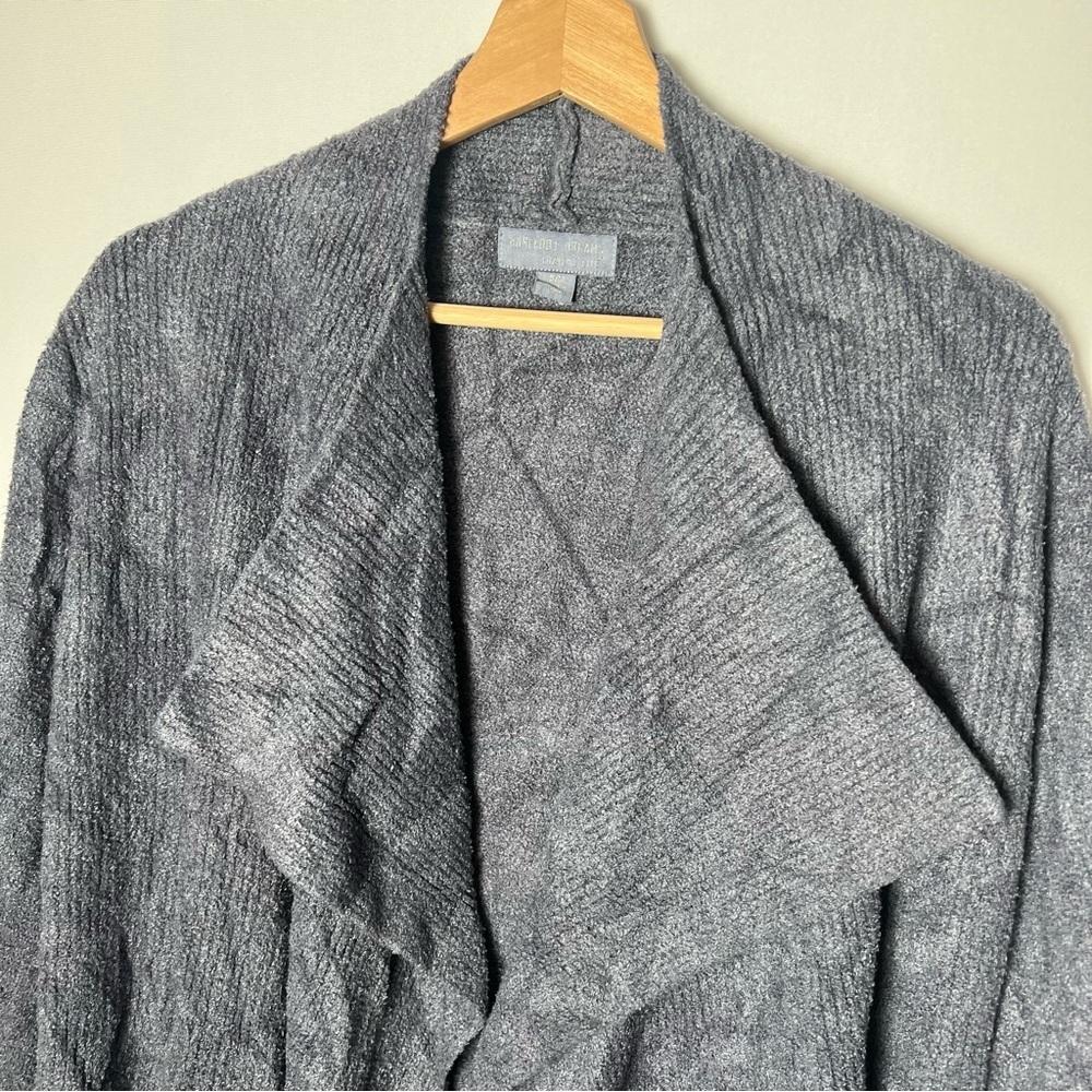 Barefoot Dreams Cozychic Lite Asymmetrical Draped Open Cardigan Sweater Gray S/M - Picture 2 of 8